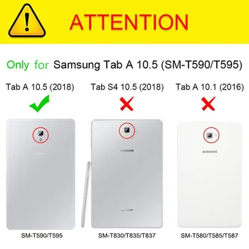 360 Sukasi Case for Samsung Galaxy Tab 10,5 2018 T590 T595 Stovėti Padengti PU Odos Atveju 