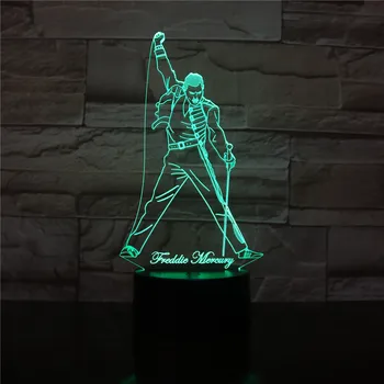 3D LED Nakties Šviesos Lempos Britų Dainininkas Freddie Mercury Pav naktinė lempa Office Home Apdailos Geriausia Gerbėjų Dovana Dropshipping