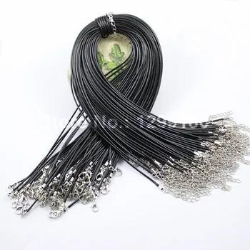 50pcs/daug 17-19 Colių Aukščio Juodos spalvos Karoliai Korėja Vaškas virvę Laido String 2mm, 