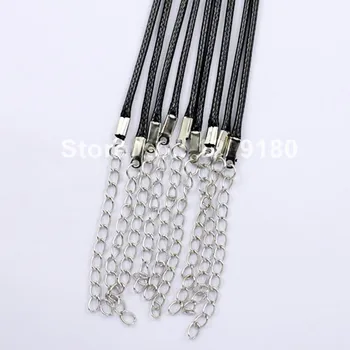 50pcs/daug 17-19 Colių Aukščio Juodos spalvos Karoliai Korėja Vaškas virvę Laido String 2mm, 