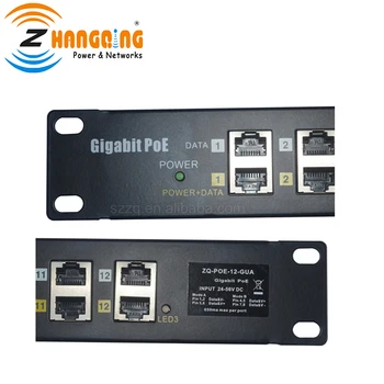 Gigabit Pleistras skydelis 12port Passive PoE Injector Rounk mount 10/100/1000Mbps 12 IP Kamerų, VOIP Telefonų arba WiFi Prieigos Taškas