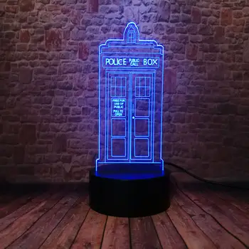 Gydytojas, kuris Figuras 3D LED naktinė lempa 7 Spalvų šviesų Tardis Modelis Flash Žaislai Dekoras
