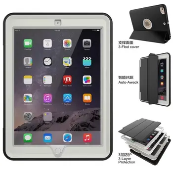 Naujas iPad 9.7 2017 2018 A1823 A1822 atsparus smūgiams Šarvai Hibridas Gynėjas Atramą Case Cover Priekinės Apsaugos Miego Žadinant+rašiklis