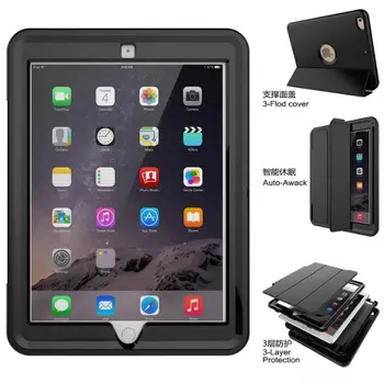 Naujas iPad 9.7 2017 2018 A1823 A1822 atsparus smūgiams Šarvai Hibridas Gynėjas Atramą Case Cover Priekinės Apsaugos Miego Žadinant+rašiklis