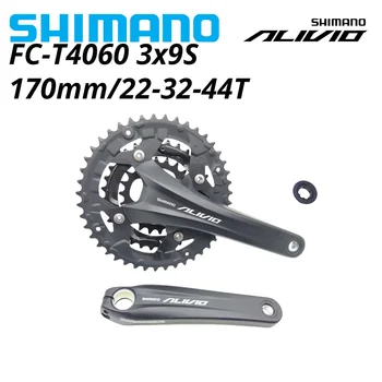 Shimano Alivio T4060 3x9S dviratį crankset 22-32-44T 170mm 27 greičio 32t 44t Tuščiaviduriai dviračių crankset chainwheel 3 gabalus BB52