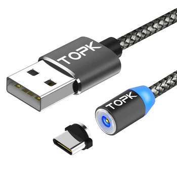 TOPK [10-Pack] LED Magnetinio Kabelis USB C Tipo Nailono Tinklelio Tipo C Kabelio 