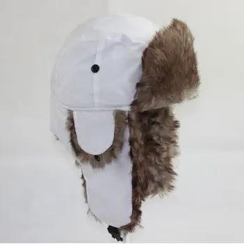 Vyrai Moterų Žiemą Šiltas Trapper Aviatorius Skrybėlę Kailio Earflap Slidinėjimo Kepurė Vientisos Spalvos Bombonešis Skrybėlės