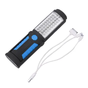 Įkraunamas USB LED Žibintuvėlis Darbą Šviesos Lempos 41LEDs Magnetinio Fakelas Paramos Stovėti Pasukamas Kablys Kempingas Automobilių Remonto Dirbtuvė