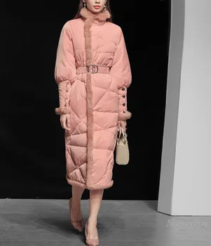 Žiemos Antis Žiemos Striukė moteriški Drabužiai 2020 M. Naujo dizaino Rožinis Slim Ilgai Sutirštės Šiltas Kailis Lady ilgomis Rankovėmis Stovėti Apykaklės