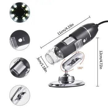 0-1600X USB Mikroskopą 3 1. Skaitmeninio Mikroskopo Nešiojamų Du Adapteriai palaiko 