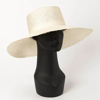 01905-hh7227 Rankomis austi natūralaus sizalio Perlų blizgesį kietos vėjo kraštų laisvalaikio paplūdimio kepurė vyrams, moterims saulės skrybėlę
