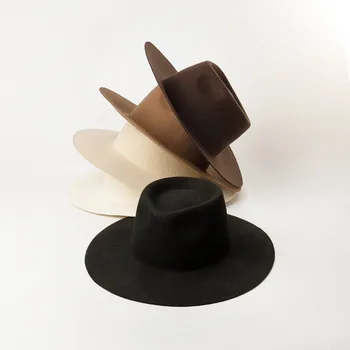 01912-8165 kietas Britų Stiliaus minkštos vilnos fedoras bžūp vyrai, moterys, panama džiazo skrybėlę