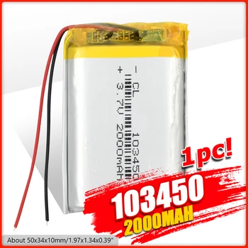 1/2/4 Didelės Talpos 103450 3,7 V Ličio Polimero Baterija 2000 Mah Li-po, Li-polimero MP5 GPS, 