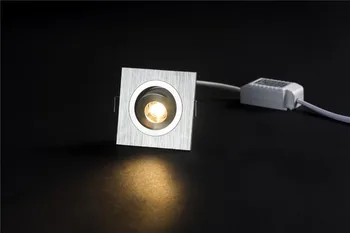 1*3W Mini Dėmesio LED Prožektoriai Žemyn šviesos Teptuku sidabro Focos Empotrar En El Techo Led Šiltai Balta Namo Kambarį Kabineto Lempos