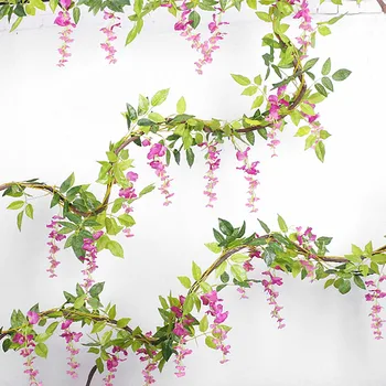 1,8 m Wisteria Dirbtinis Ivy Gėlių Plotai Girliandą Rotango String Netikrą Lapai Vestuvių Arkos Dekoras Sode Sienos Kabo Dekoro