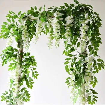 1,8 m Wisteria Dirbtinis Ivy Gėlių Plotai Girliandą Rotango String Netikrą Lapai Vestuvių Arkos Dekoras Sode Sienos Kabo Dekoro