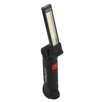 1*COB LED Šviesos su Magnetu Nešiojamas Žibintuvėlis Lauko Kempingas Darbo Žibintuvėlis, USB Įkraunama integruota Baterija