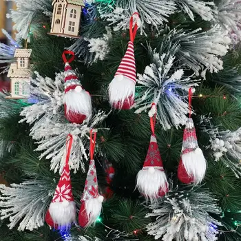 1 Komplektas 6 Vnt Kalėdų Medžio Karolius, Mielas Mini Gnome Lėlės, Dekoracijos Mini Mielas Lėlės Papuoštas Kalėdų Eglučių Papuošalai