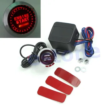 1 Rinkinys Universalus 12V Automobilio Variklio Užvedimo Mygtukas Jungiklis Uždegimo Starter Kit Raudonas LED