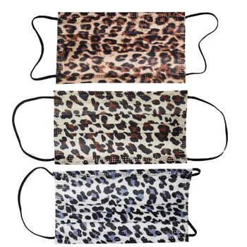 10-500pcs Vienkartiniai Nėrinių Burnos Kaukę, neaustinės 3 sluoksnių Filtras Veido Kaukė Spausdinti Juodas Leopardas Dulkių Įrodymas Suaugusiųjų Burnos Kaukės
