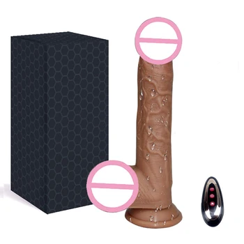 10 Greičio Vibratorius Su Dildo Siurbtukas Teleskopinis Vibracija, Šildymo Dirbtinis Realistiškas Penis Sekso Žaislas Moterims Masturbacija