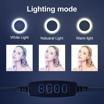 10 LED Selfie Žiedas, Šviesos, Vaizdo Gyventi Makiažas su Telefono Laikikliu 2M šviesos stendas Fotografijos Užpildyti Apšvietimas