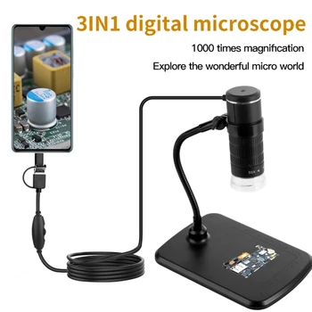 1000X 3-in-1 Skaitmeninis Mikroskopas Tipo C 