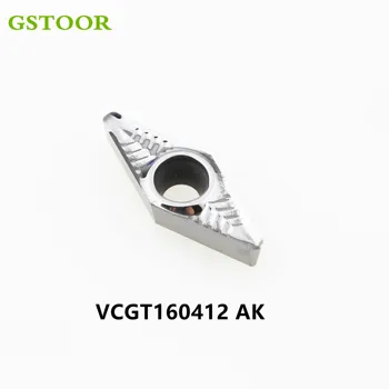 10VNT VCGT160412 AK GH01 VCGT160408 AK GH01 VCGT160404 AK GH01 Aliuminio Įdėklais, Tekinimo Įrankių Dalys CNC Tekinimo Įrankiai VCGT Cutter