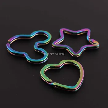 10VNT /daug Vaivorykštės Spalvų Širdies/star/pelės Forma Mielas Unikalaus Dizaino Raktų žiedas Key chain Bag 