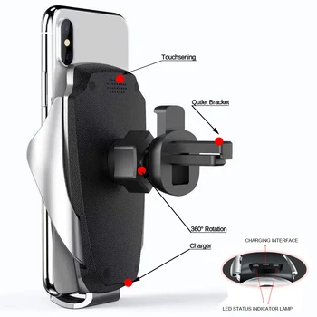 10W Automatinė Tvirtinimo Automobilinis Telefono Laikiklis Automobilyje Belaidis Kroviklis, Skirtas iPhone11 XS Max XR X 