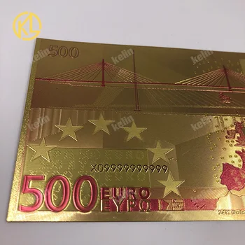10vnt/Daug Spalvinga Europos Valiutos Banknotų 500 Eurų Banknotą į 24K Aukso Folija Padirbtų Pinigų Dovanos