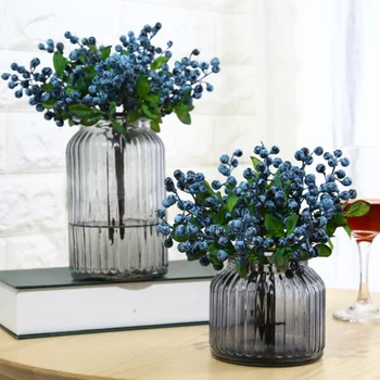 10vnt Dekoratyvinis Mėlynių Vaisių, Uogų Dirbtinių Gėlių daigai, Vestuvių Namų Puošybai Mėlyna