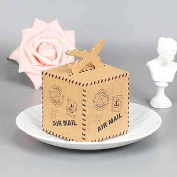 10vnt skatinimo Lėktuvo Formos kraft papuošalai saldainių Dėžutė amatų popieriaus Vestuvių Naudai Dovana pyragas Šalies krepšiai ekologinio draugiškas 6*6*6cm