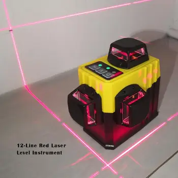 12 Linijos 3D Infraraudonųjų spindulių Raudonos Šviesos Savaime išsilyginantis Įrenginio Lazerio Lygio Priemonės