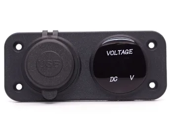 12V/24V USB Dual Žalia LED Skaitmeninis Ekranas Voltmeter Lizdas Valtį, Transporto priemonę, Automobilio Cigarečių Degiklio Įkroviklis voltmetras Testeris