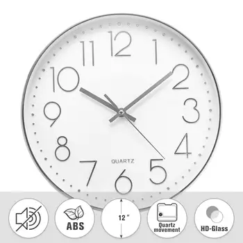 12inch Silent Kvarco Sieninis Laikrodis Ramioje Valyti Judėjimo Nėra-tiksi Kabinti Laikrodžiai Šiuolaikinės Laikrodžiai Namų Meno Dekoro Kambarį