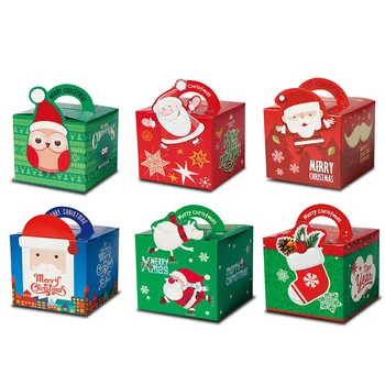 12pcs Linksmų Kalėdų Dovanų Dėžutes, Saldainių Dėžutė Animacinių filmų Kalėdų Senelis Kalėdų Senį Šalis, Goody Naudai, Dovanų Maišeliai Kalėdų Dekoracijos