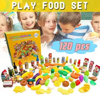 140Pcs Pjovimo Vaisių, Daržovių Apsimesti Žaisti Vaikams Virtuvės Žaislai, Miniatiūrinės Maisto Saugos Nustatyti Švietimo Klasikinis Žaislas Vaikams