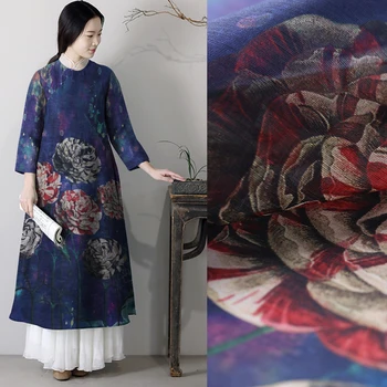 140cm skaitmeninis rašalinis lino audinio suknelė cheongsam šilko, lino audinio kinų šilko audinys didmeninė drobulę