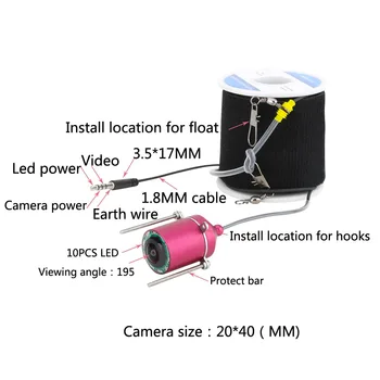 15M 1200TVL Žuvų Ieškiklis Povandeninės Žūklės Kamera 4.3 colių Monitorius, 10VNT LED Naktinio Matymo 195 Laipsnių Fotoaparatą, Žvejybos