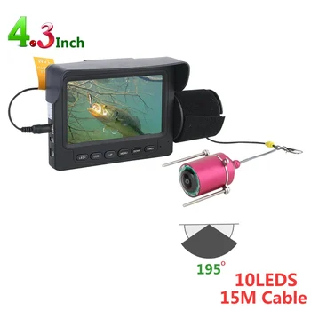 15M 1200TVL Žuvų Ieškiklis Povandeninės Žūklės Kamera 4.3 colių Monitorius, 10VNT LED Naktinio Matymo 195 Laipsnių Fotoaparatą, Žvejybos