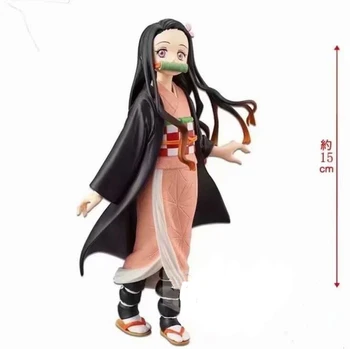 15cm Japonijos Anime Demon Slayer Veiksmų Skaičiai Kimetsu nr. Yaiba pav Kamado Tanjirou Nezuko PVC Pav Kariai Modelis Figuals Žaislas