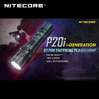 1800 Liumenų NITECORE P20i 21700 USB-C Įkrovimo Taktinis Žibintuvėlis su NL2140i 4000mAh Baterija