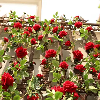 180cm Rose Dirbtinės Gėlės Vynuogių Namų Dekoro Šilko Netikrą Gėlių String su Lapais, Vestuvių Sienos Kabo Girliandą Apdaila