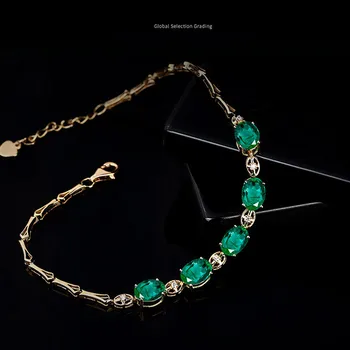 18k aukso spalva žalia krištolas, smaragdas brangakmenių, deimantų, grandinės, apyrankės moterims, papuošalai bijoux bague derliaus priedą dovanos