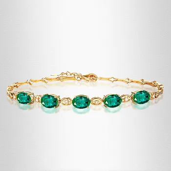 18k aukso spalva žalia krištolas, smaragdas brangakmenių, deimantų, grandinės, apyrankės moterims, papuošalai bijoux bague derliaus priedą dovanos