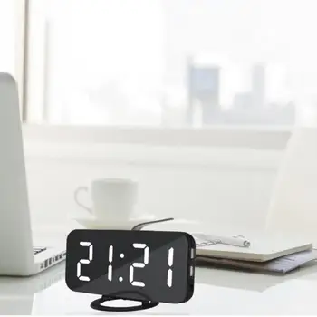 1PC KARŠTO Veidrodėliai Skaitmeninis Laikrodis, Automatinė Tamsos Laikrodis Kūrybos LED Mobiliųjų Telefonų Įkrovimo Žadintuvo Atidėjimo Ekranas Laikrodžius