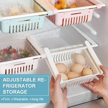 1PCS Virtuvės Aksesuarų Laikymo Dėžutė Plastikiniai Virtuvės Šaldytuvas Organizatorius Reguliuojamas Laikymo Krepšiai, Traukti iš Stalčių Karšto