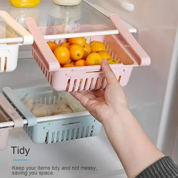 1PCS Virtuvės Aksesuarų Laikymo Dėžutė Plastikiniai Virtuvės Šaldytuvas Organizatorius Reguliuojamas Laikymo Krepšiai, Traukti iš Stalčių Karšto