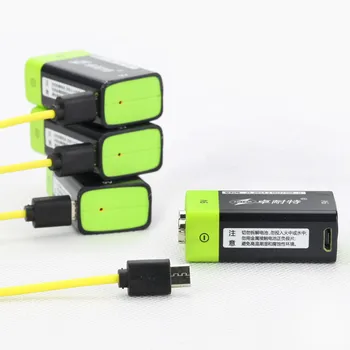 1PCS ZNTER 600mAh 9V USB įkraunama ličio baterija 6F22 įkraunama ličio polimerų baterija + 1PCS Micro USB įkrovimo kabelis